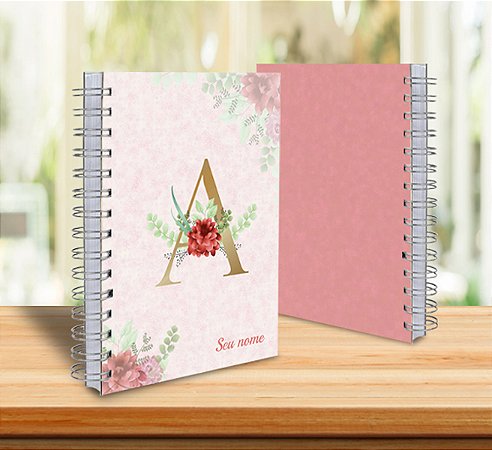Caderno A5 - 15x21cm c/Iniciais + Calendários - Letra Inicial Personalizada