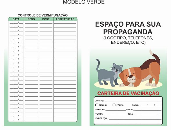 Carteirinha Vacinação E Vermifugação Pet Personalizada