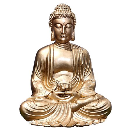 Estátua Buda Dhyana Mudra Gold 55 Cm