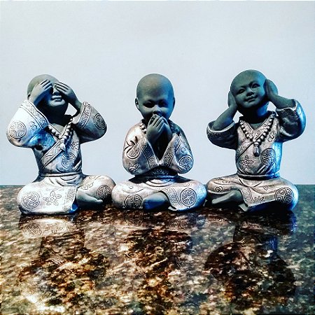 Trio de Monges Sábios Cor Metal Gray