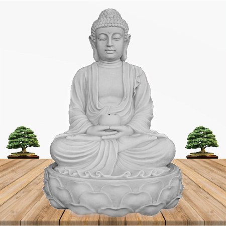 Fonte Buda Zen Lótus White Stone 90cm 110V