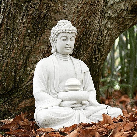 Fonte Buda Zen Marmorite White Stone 85 cm 110V