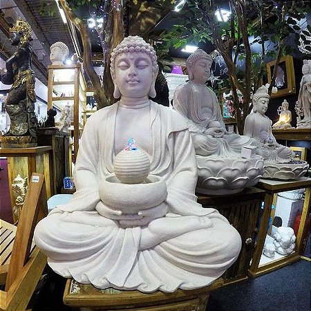 Fonte Buda Zen Marmorite White Stone 85 cm 220V