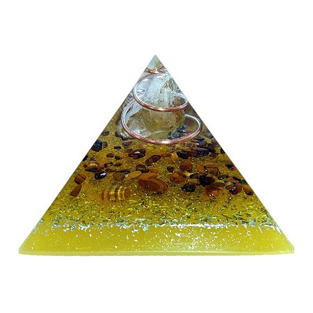 Orgonite Pirâmide Amarela - Prosperidade | 6x5 cm