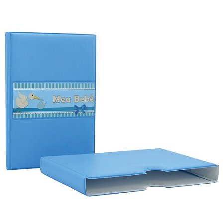 Luva e álbum em couro sintético liso para 40 fotos 15x21