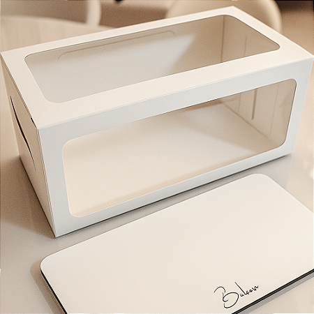 Kit 5 Caixas + 5 Cake Boards Personalizados Para Long Cake 40x20x17