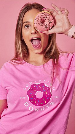 Camiseta Feminina Donuts Rosa