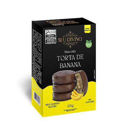 Biscoitos Torta de Banana com Cobertura sabor Chocolate 120g - Vegano, Sem Glúten e Lactose