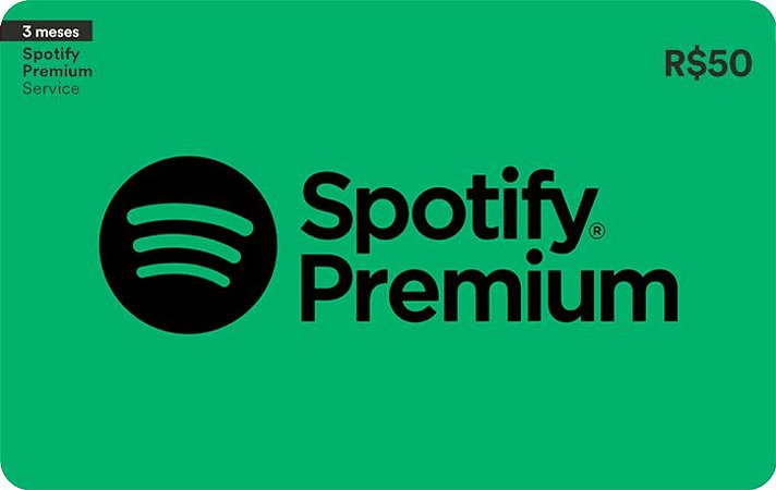 Spotify Premium - Cartão 3 Meses Assinatura - R$ 50