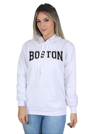 Moletom Feminino Algodão Blusa de Frio Canguru Boston