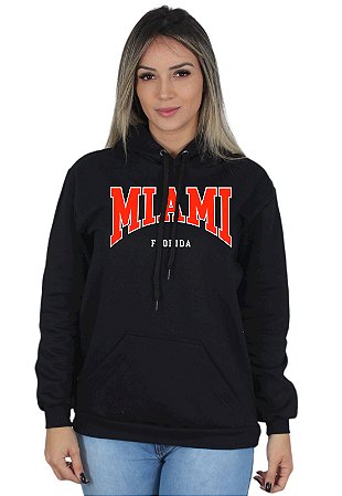 Moletom Feminino Algodão Blusa de Frio Canguru Miami Florida