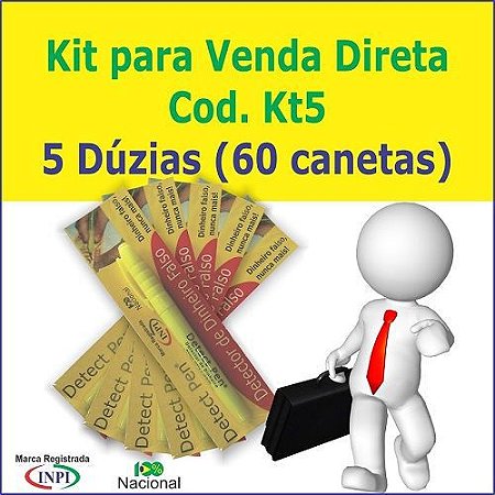 Kit com 60 canetas p/ Revenda + Material de Apoio Grátis.Detect Pen para detectar dinheiro falso