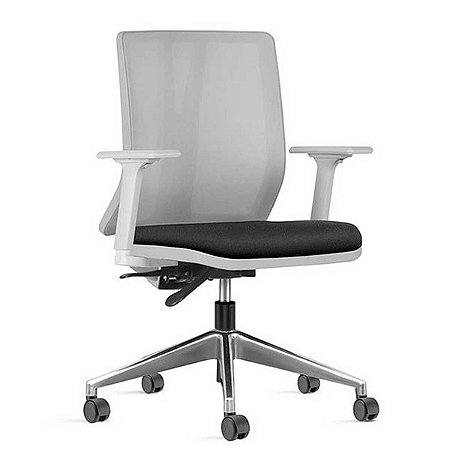 Cadeira Addit Ergonômica Escritório NR17 Giratória Cinza Encosto Tela Assento Tecido Base Premium FK109
