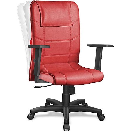 Cadeira Escritório Presidente Giratória Relax Com Braços Reguláveis Vermelha Saldão