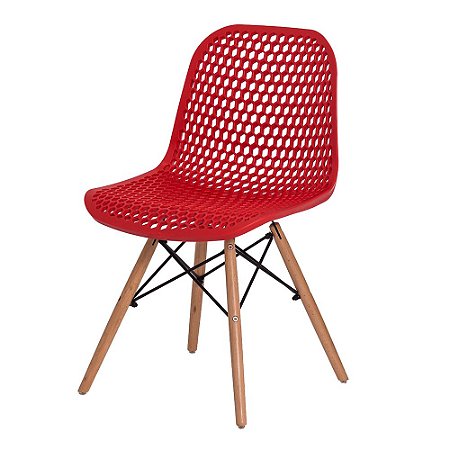 LISTA2021 Cadeira Fixa Design Hexagon Polipropileno Pés Madeira Cadeira Brasil XLX22