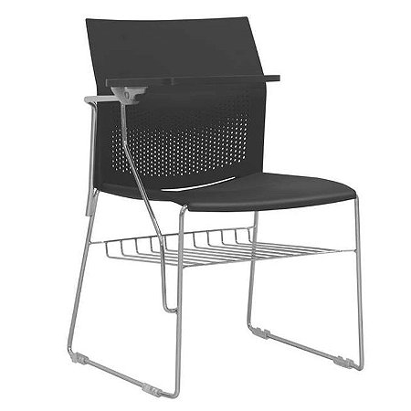 Kit com 4 Cadeiras Universitária Coletiva - Estrutura Fixa Cromada - Prancheta Escamoteável - Sheen CB 994 XLX22