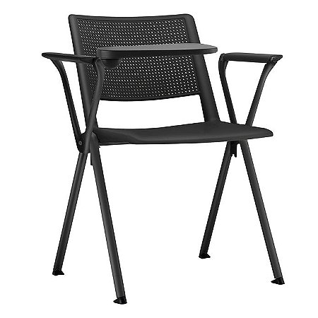 Kit com 5 Cadeiras Universitária Coletiva - Estrutura Preta- Braços em Alumínio - Com Prancheta Ani Pânico - Keen CB 942 XLX22
