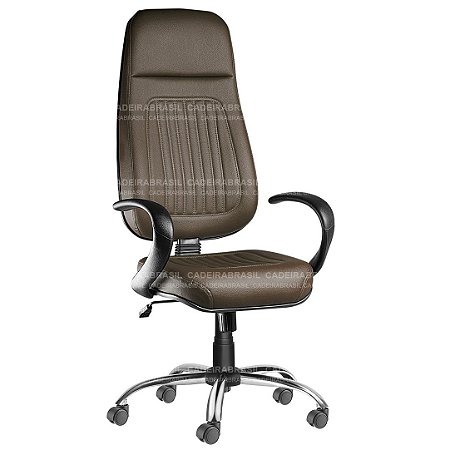 Cadeira Escritório Presidente Extra Giratória com Braços e Base Cromada Milão Plus CB 350 XLX22