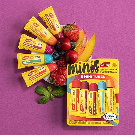 Kit 5 Mini Tubes Carmex Lip Balm Daily Care FPS 15