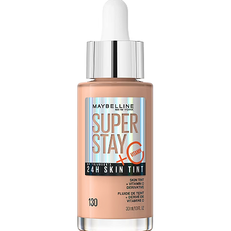 cor 130 light medium peach undertones maybelline Base de Maquilagem Leve Super Stay Skin Tint 30ml