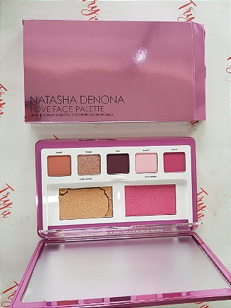 novo danificado Natasha Denona Love Face Eyeshadow & Cheek Essential Palette (quebrado trincado e solto)