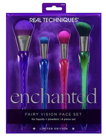 REAL TECHNIQUES Enchanted Fairy Vision Face Makeup Brush Kit 4 PINCÉIS