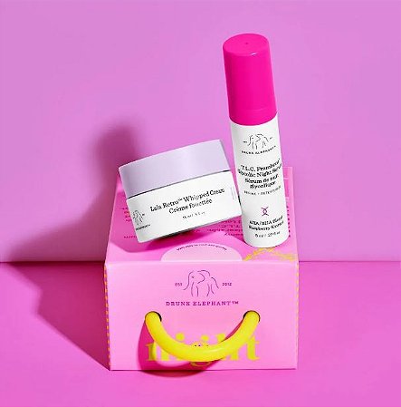 Drunk Elephant see you in la la land set (lala retro whipped cream 15ml + TLC framboos glycolic night serum 8ml)