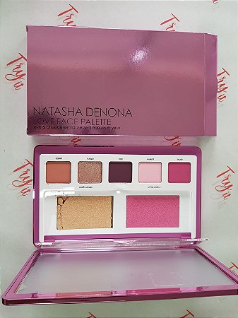 novo danificado Natasha Denona Love Face Eyeshadow & Cheek Essential Palette (iluminador trincado e solto)