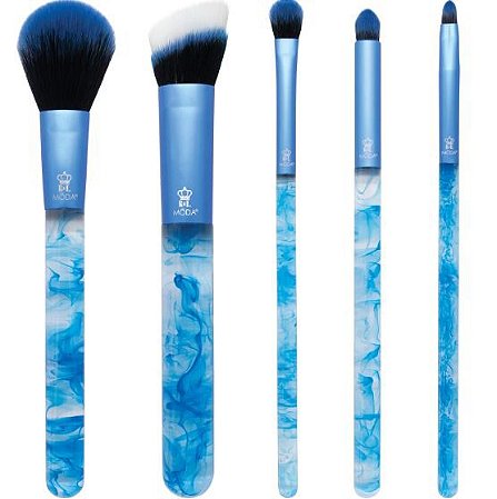Moda Blue Smoke Show Full Face 5pc Makeup Brush Set