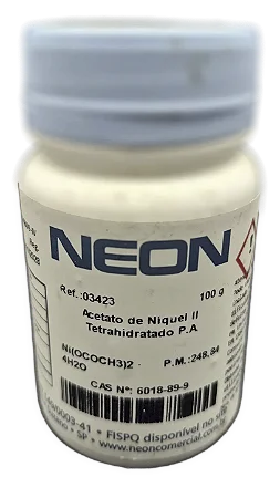 ACETATO DE NIQUEL II TETRAHIDRATADO PA 100G CAS 6018-89-9