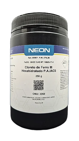 CLORETO DE FERRO III HEXAHIDRATADO PA ACS 250G CAS 10025-77-1