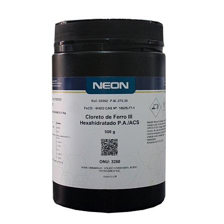 CLORETO DE FERRO III HEXAHIDRATADO PA ACS 500G CAS 10025-77-1