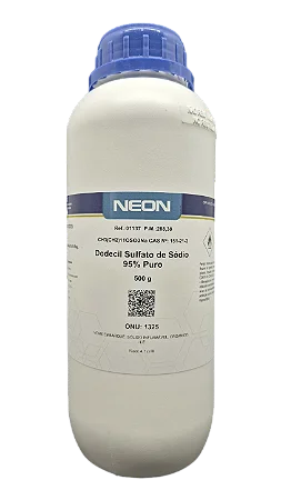 DODECIL SULFATO DE SODIO 95% PURO 500G CAS 151-21-3