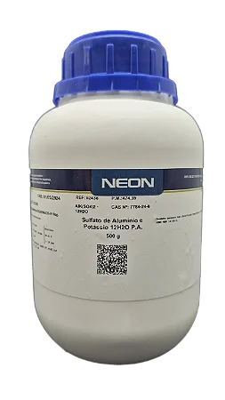 SULFATO DE ALUMINIO POTASSIO DODECAHIDRATADO PA 500G CAS 7784-24-9