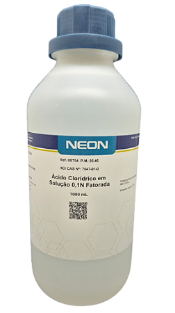 SOLUCAO ACIDO CLORIDRICO 0,1N FATORADA 1L CAS 7647-01-0 *SSP*