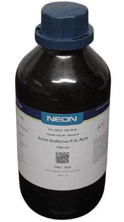 ACIDO SULFURICO PA ACS 1L CAS 7664-93-9 *PF/SSP* CONCENTRACAO 98 DENSIDADE 1,84