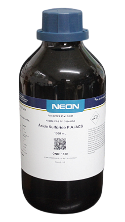 ACIDO SULFURICO PA ACS 1L CAS 7664-93-9 *PF/SSP* CONCENTRACAO 98 DENSIDADE 1,84