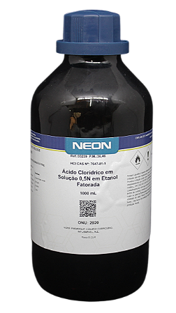 SOLUCAO ACIDO CLORIDRICO 0,5N EM ETANOL FATORADA 1L CAS 7647-01-1 *SSP*