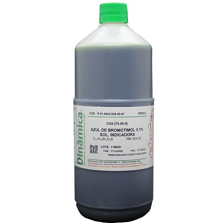 SOLUCAO AZUL DE BROMOTIMOL HIDROALCOOLICA 0,1% 1L
