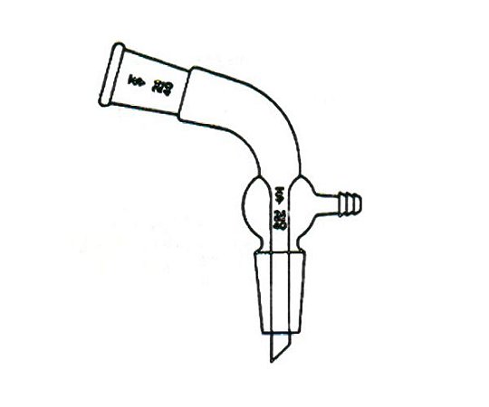 TUBO ADAPTADOR ANGULO 105º COM SAIDA PARA VACUO E 2 JUNTAS 24/40