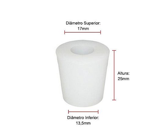 ROLHA DE SILICONE Nº 04 17X13,5X25MM COM FURO(7MM)