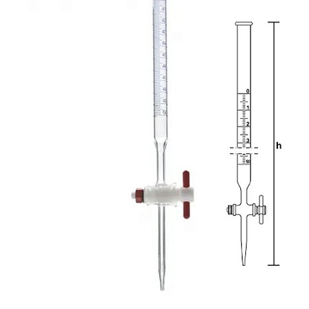 BURETA GRADUADA INCOLOR COM TORNEIRA DE TEFLON 100ML