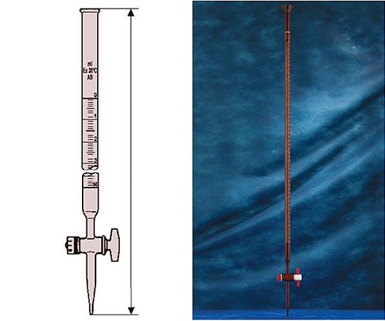 BURETA GRADUADA AMBAR COM TORNEIRA DE TEFLON 50ML