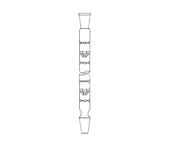 COLUNA DE VIGREAUX 25X400MM COM DUAS JUNTAS 24/40 MACHO E FEMEA