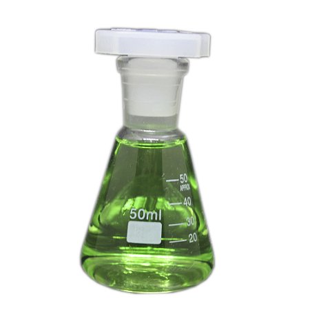 ERLENMEYER DE VIDRO COM ROLHA DE POLI 50ML