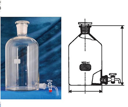 FRASCO MARIOTTE 10L COM TORNEIRA DE VIDRO