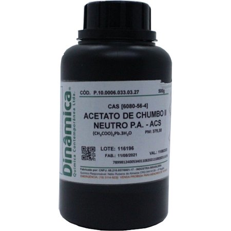 ACETATO DE CHUMBO NEUTRO 3H2O PA 500G