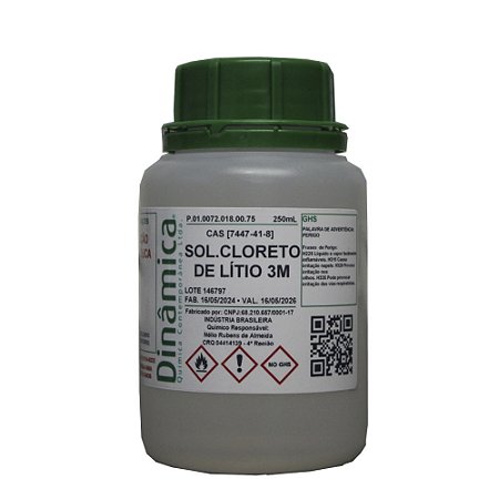 SOLUCAO CLORETO DE LITIO 3M 250ML ALCOOLICA