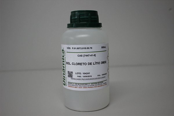 SOLUCAO CLORETO DE LITIO 3M 500ML ALCOOLICA