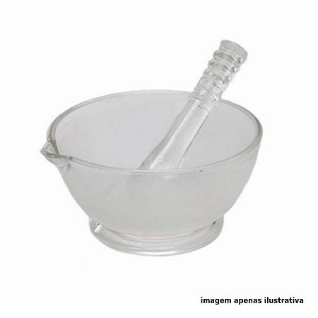 GRAL COM PISTILO DE VIDRO DIAMETRO 180MM CAPACIDADE 1400ML